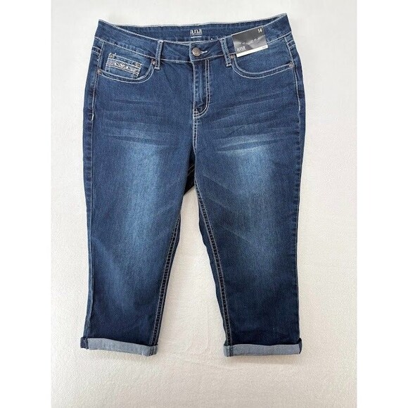 a.n.a Womens Size 14 Denim Capri Jeans Embellished Pockets Slim Fit Stretch NEW - Picture 1 of 9